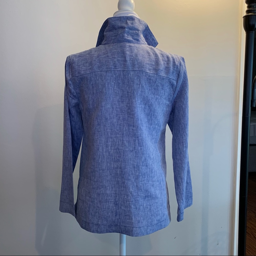 Talbots Blue Linen long sleeve pullover top. Size XS. - Picture 2 of 4